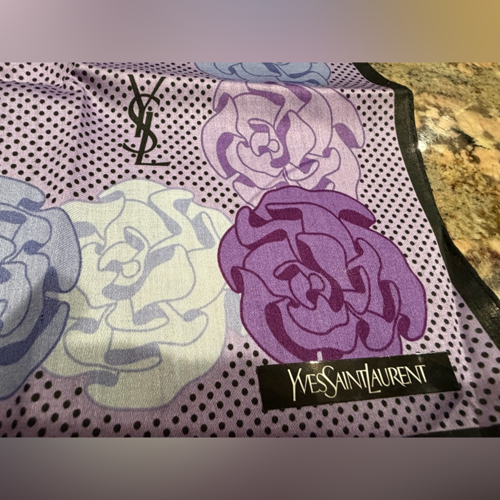 Yves Saint Laurent Purple Floral Handkerchief - Picture 3 of 5